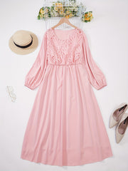  Women's Lace Sleeve Round Neck Dress