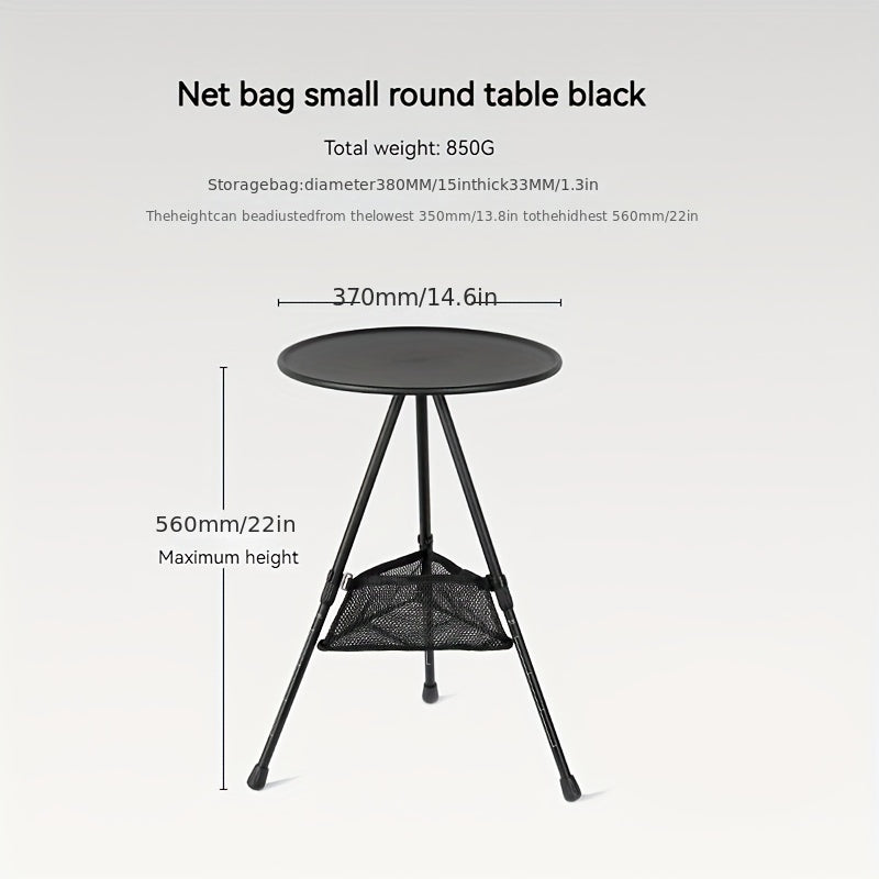 Aluminum Folding Small Round Table Portable Adjustable Camping Coffee Table