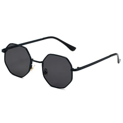 Gradient Lens Sunglasses Metal Polygon Frame UV Protection