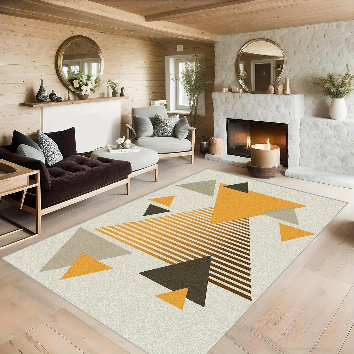 Nordic Geometric Triangular Carpet - Anti Slip