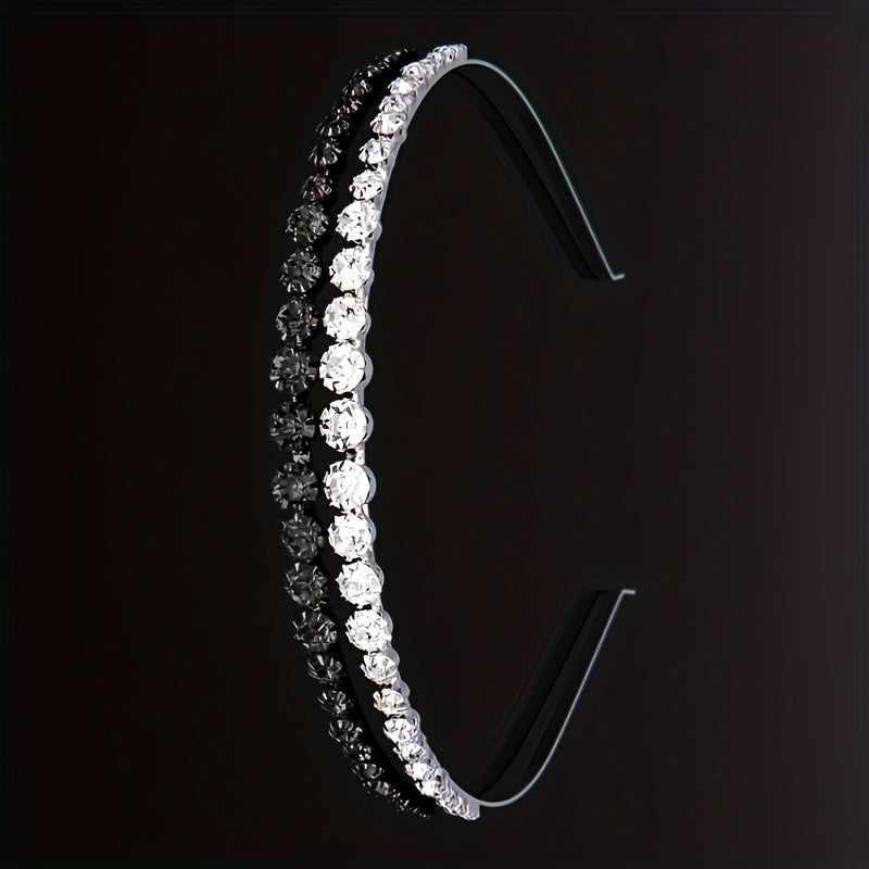 Rhinestone Decor Headband Metal Head Hoop Skinny Hair Band Glitter Headdress