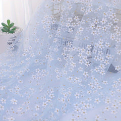 Soft Flowers Print Tulle Mesh Fabric Red Pink Daisy Ribbon 150x91cm