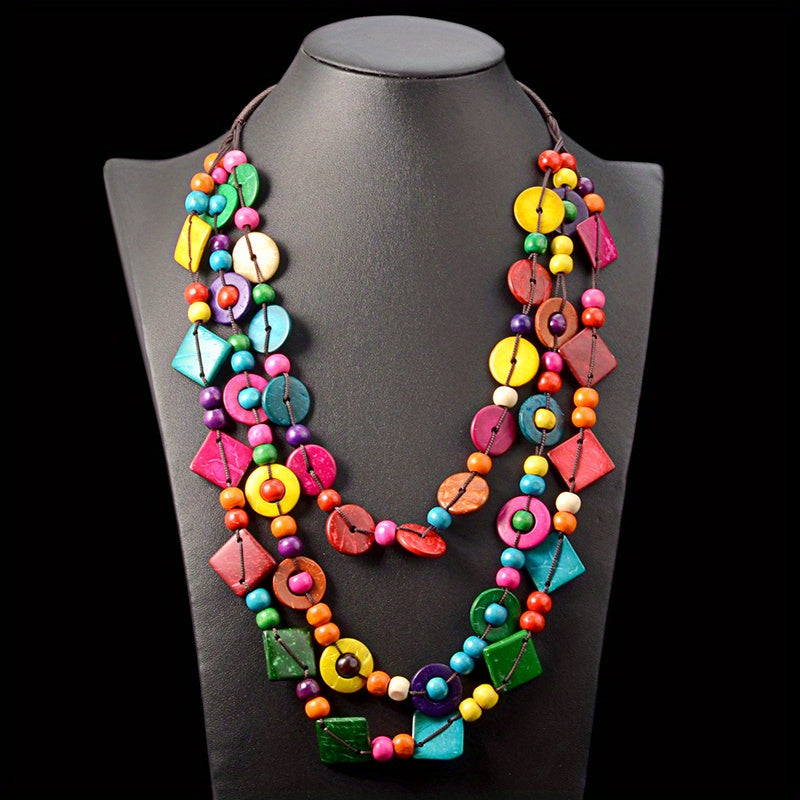 Bohemia Wooden Statement Collar Necklace Vintage Jewelry Gift