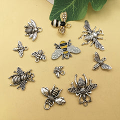 20pcs Antique Silver Bee Shape Charms Pendants for DIY Jewelry Making