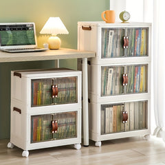 Plastic Foldable Storage Box With Doors Stackable Clothes Storage Shelf