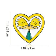 Heart Shaped Boy Brooch Cartoon Design