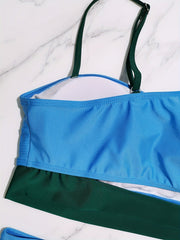  Colorblock Cut Out Bikini Set, Bra & Panty Swimsuit 2 Piece