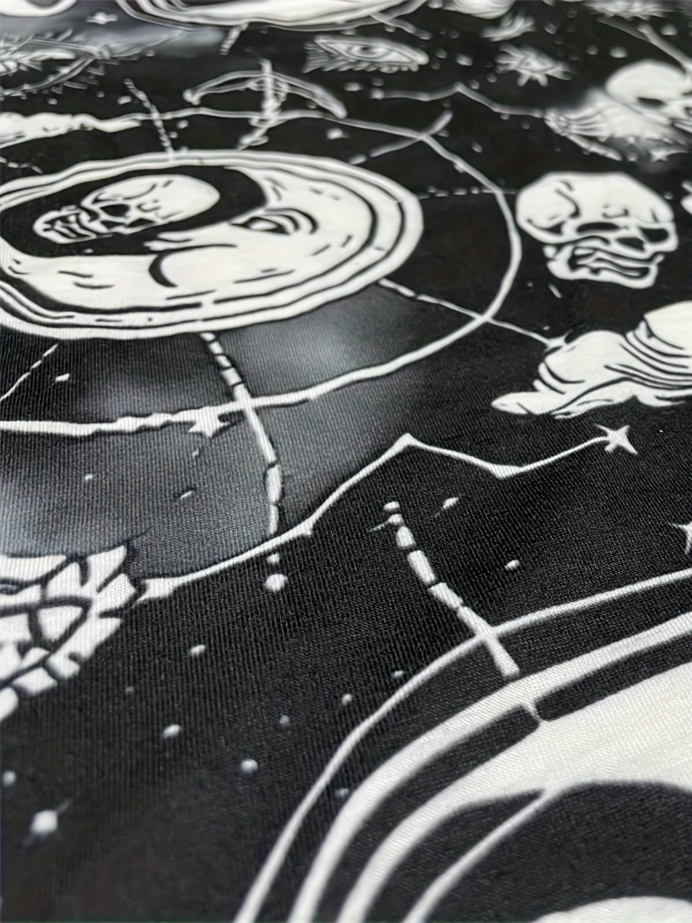  Gothic Dress Women's Plus Skull & Moon Print Criss Cross V Neck Dress