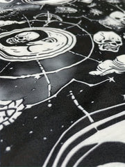  Gothic Dress Women's Plus Skull & Moon Print Criss Cross V Neck Dress