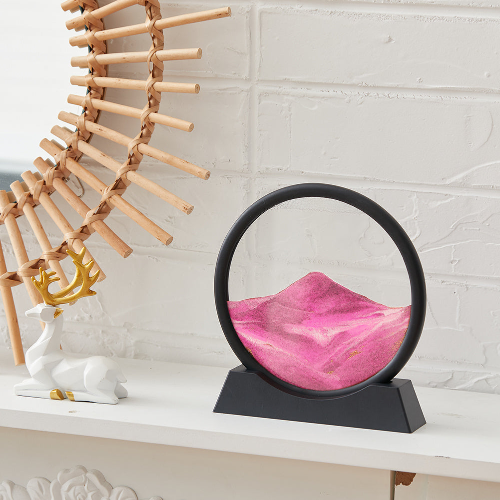 7" Round Flowing Sand Art Decoration Pink