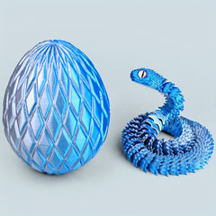 3D Printed Snake and Egg Statue with Flexible Joints Poseable Serpent