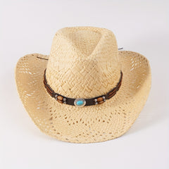 Cowboy Hat Straw Hollow Crochet Sun Hat Breathable Cowgirl Jazz Hats