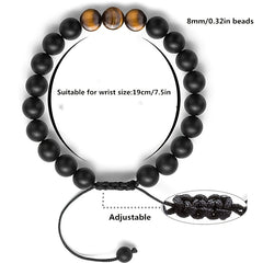 1PC Braided Rope Tiger Eye Stone Bracelet Men Women Matte Agate Bangle