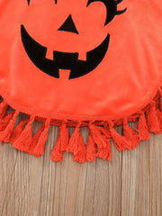 Pumpkin Graphic Print Long Sleeve Hooded Costume Top for Halloween Party