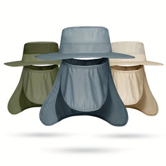 Quick Drying Sunscreen Bucket Hat With Neck Flap Wide Brim Sun Hat