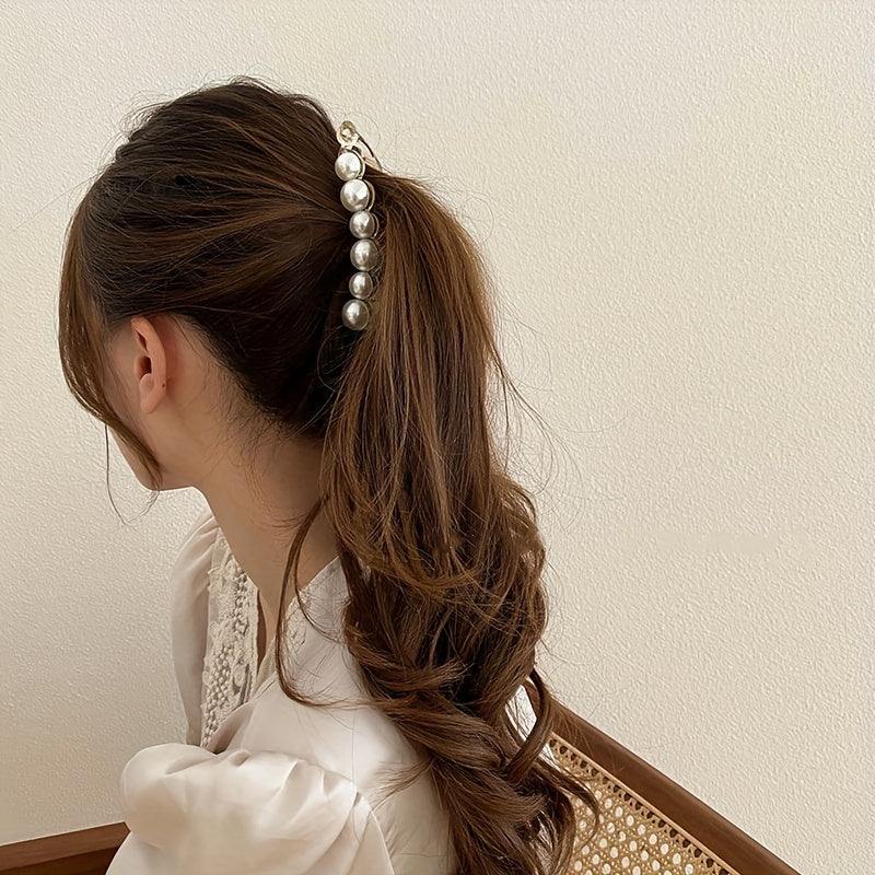 Faux Pearl Ponytail Banana Hair Clip