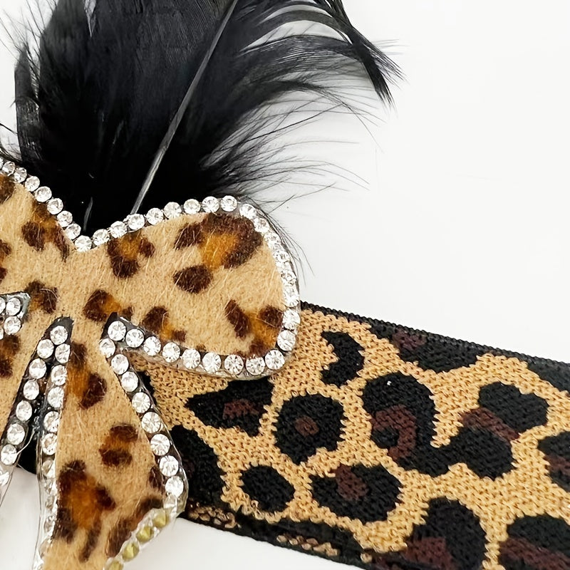 Leopard Print Headband with Diamond Accent