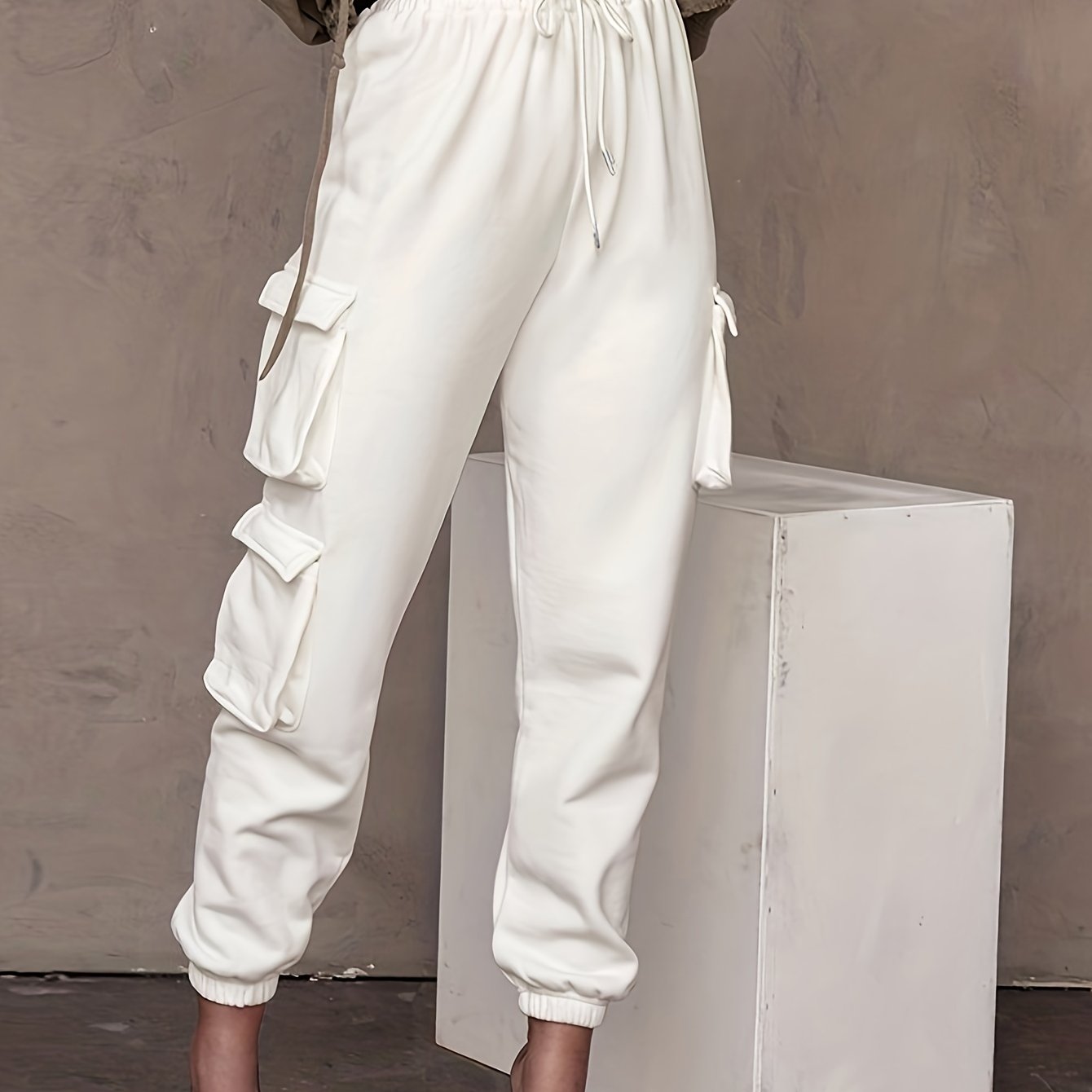 Drawstring Baggy Cargo Pants High Waist Casual Pants