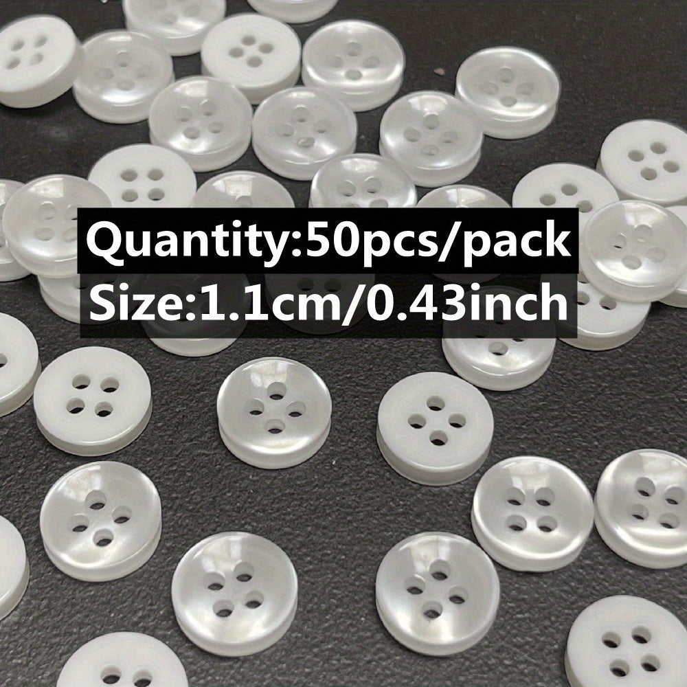 50pcs 4 Holes Shirt Buttons Apparel Sewing Accessories Size 1