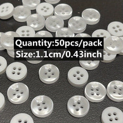 50pcs 4 Holes Shirt Buttons Apparel Sewing Accessories Size 1