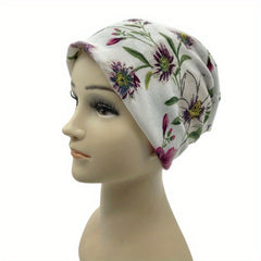 Flower Print Casual Beanie Elastic Skull Hat Women Turban Cap