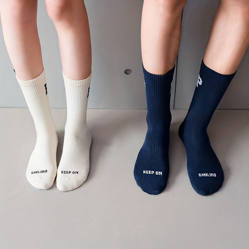4 Pairs Letter Print Socks Mid Tube Women's Stockings