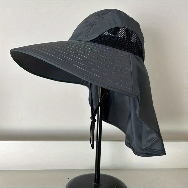 UPF 50 Wide Brim Sun Hat With Neck Flap Unisex Boonie Hat