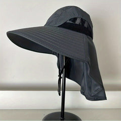 UPF 50 Wide Brim Sun Hat With Neck Flap Unisex Boonie Hat