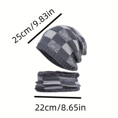 Unisex Thick Wool Knit Hat & Windproof Scarf Set for Outdoor