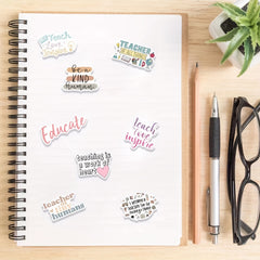 50pcs Cartoon Teacher's Gift Cards Vinyl Stickers for Water Bottles Laptops