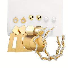 Women's Faux Pearl Butterfly Earrings Set