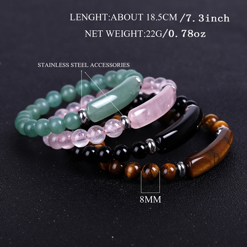 Healing Tiger Stone Rough Bracelet Chakra Crystal Heart Charm Jewelry