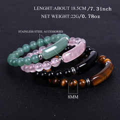 Healing Tiger Stone Rough Bracelet Chakra Crystal Heart Charm Jewelry