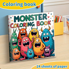Monster Themed Adult Coloring Book 24 Pages Single Sided Prints