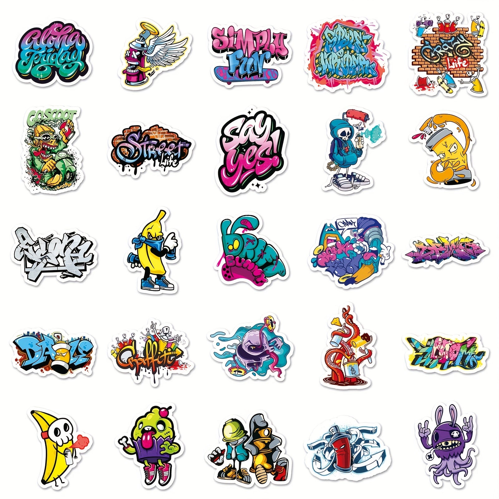 50pcs Street Graffiti Stickers DIY Phone Case Luggage Waterproof Stic