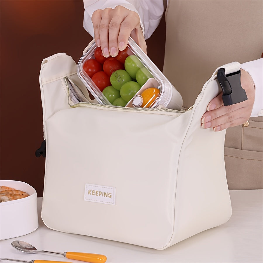 Waterproof Lunch Bag Insulated Tote for Office School Travel Beige