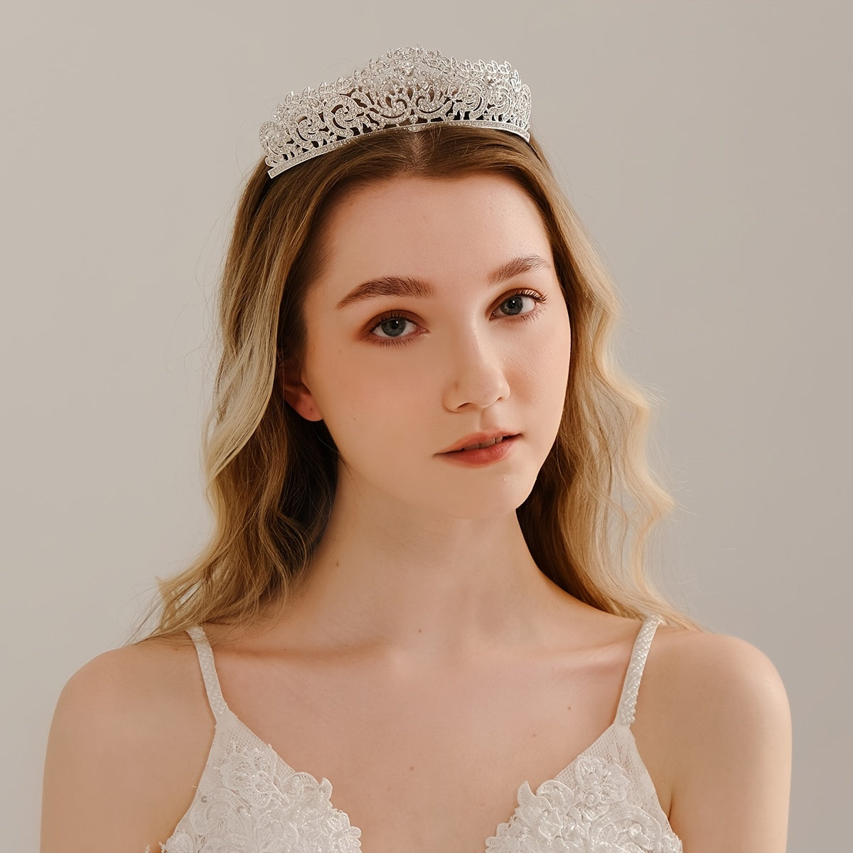 Vintage Bridal Glitter Tiara Crown Wedding Bride