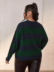  Colorblock Striped Long Sleeve Sweater