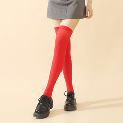 Solid Thigh High Socks Slim Over The Knee Stockings
