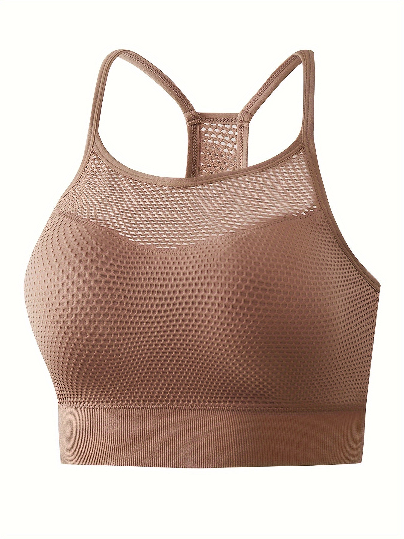  Sports Bra Women's Plus Hole Mesh Racer Back Shockproof Padded
