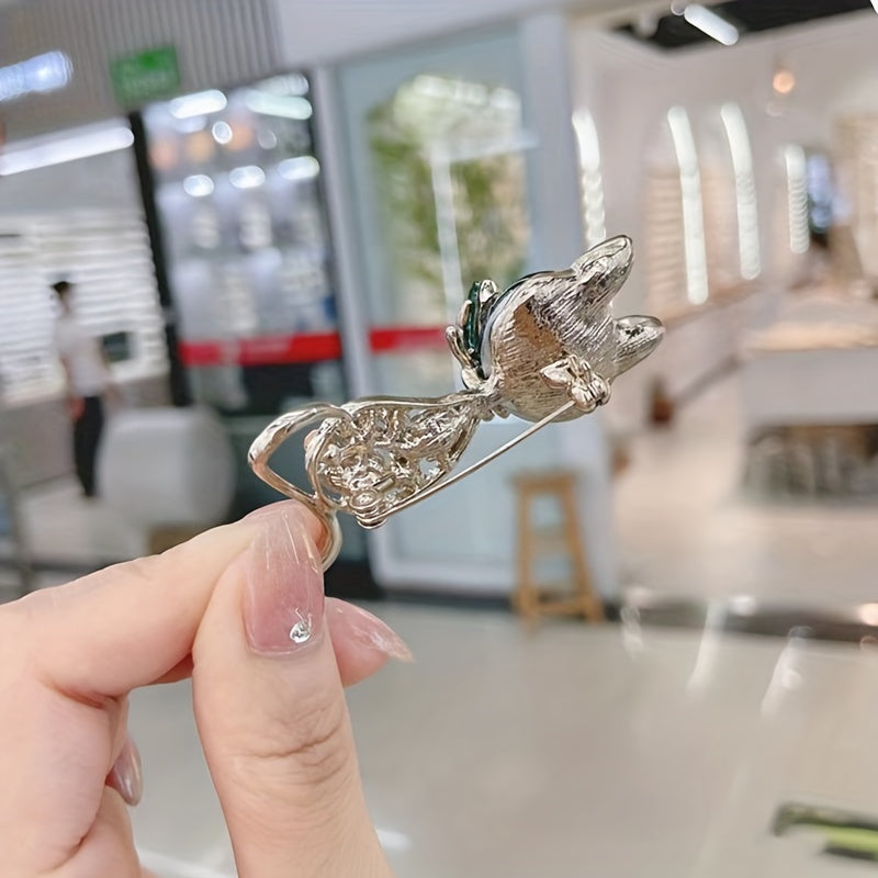 Kitty Rhinestone Lapel Pin Brooch Jewelry
