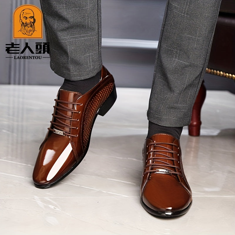 Laorentou Men's Leather Pointed Toe Dress Shoes for Wedding