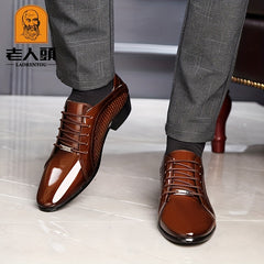 Laorentou Men's Leather Pointed Toe Dress Shoes for Wedding
