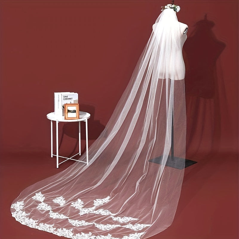 Lace Edge Bridal Wedding Veil Long Veil With Comb Hair Accessories