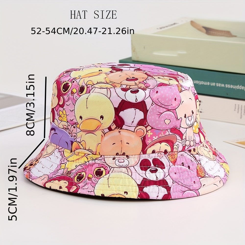 Kids Animal Pattern Reversible Sun Hat for Outdoor Travel