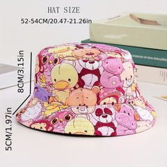 Kids Animal Pattern Reversible Sun Hat for Outdoor Travel