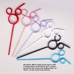 6pcs Mouse Shaped Reusable Colorful Straws Party Supplies
