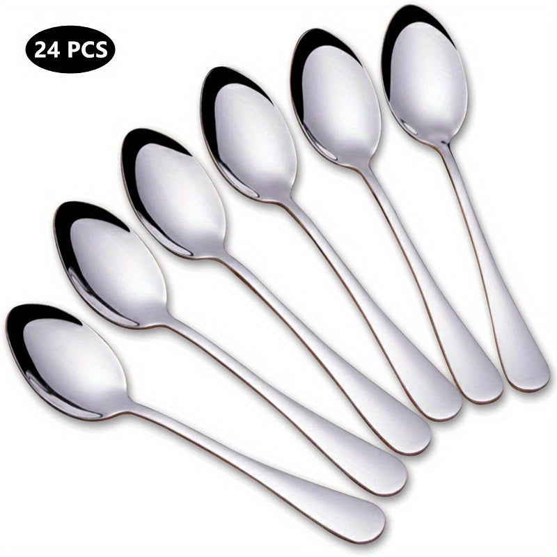 24pcs Stainless Steel Soup Coffee Milk Stirring Dessert Spoon