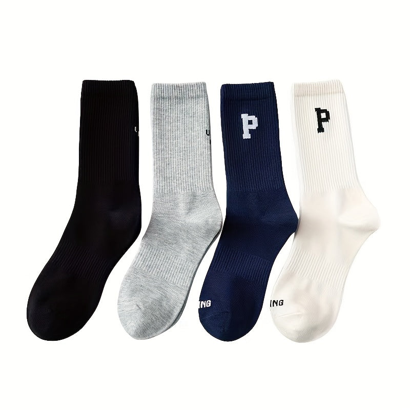 4 Pairs Letter Print Socks Mid Tube Women's Stockings
