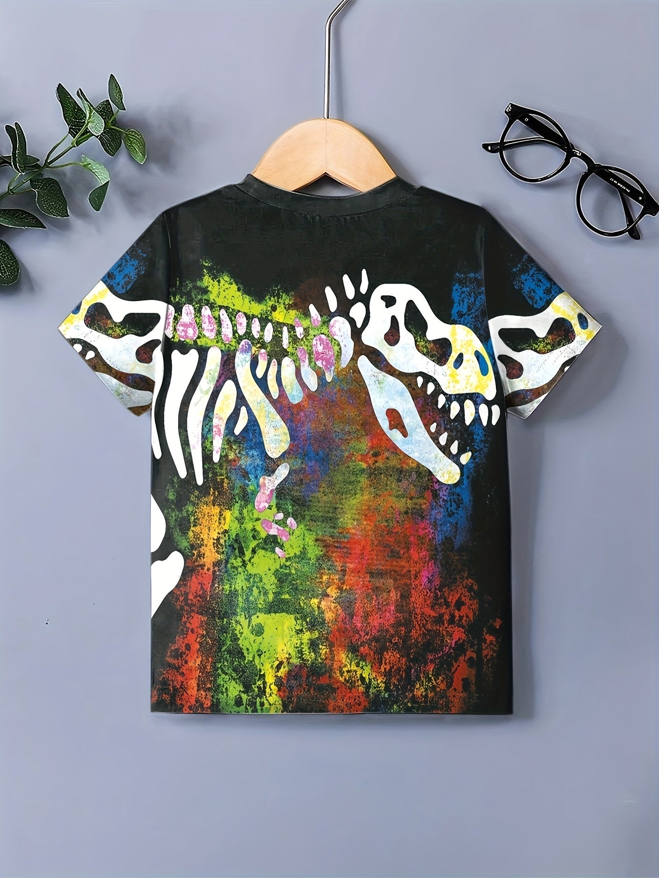 Tie Dye Dino Skeleton 3D Print T-shirt for Kids